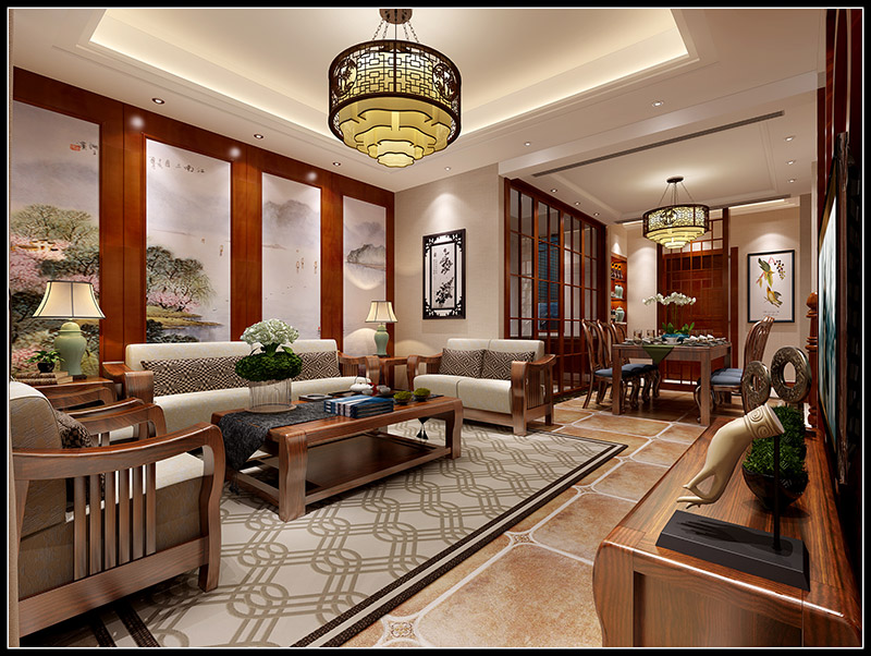 宁波101-200平米新中式风格海语天下室内装修设计案例