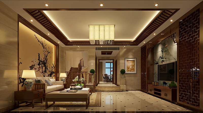 重庆201-300平米新中式风格蝴蝶海室内装修设计案例